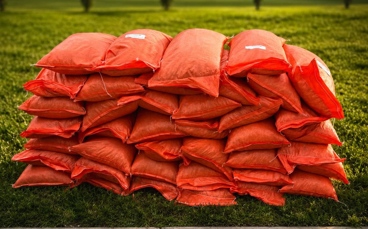Stacked bags of premium screened pea gravel at Triad Stone Age in Greensboro, NC